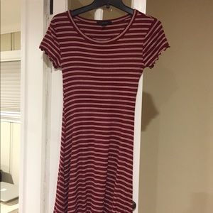 Stripped dress lettuce edge detail